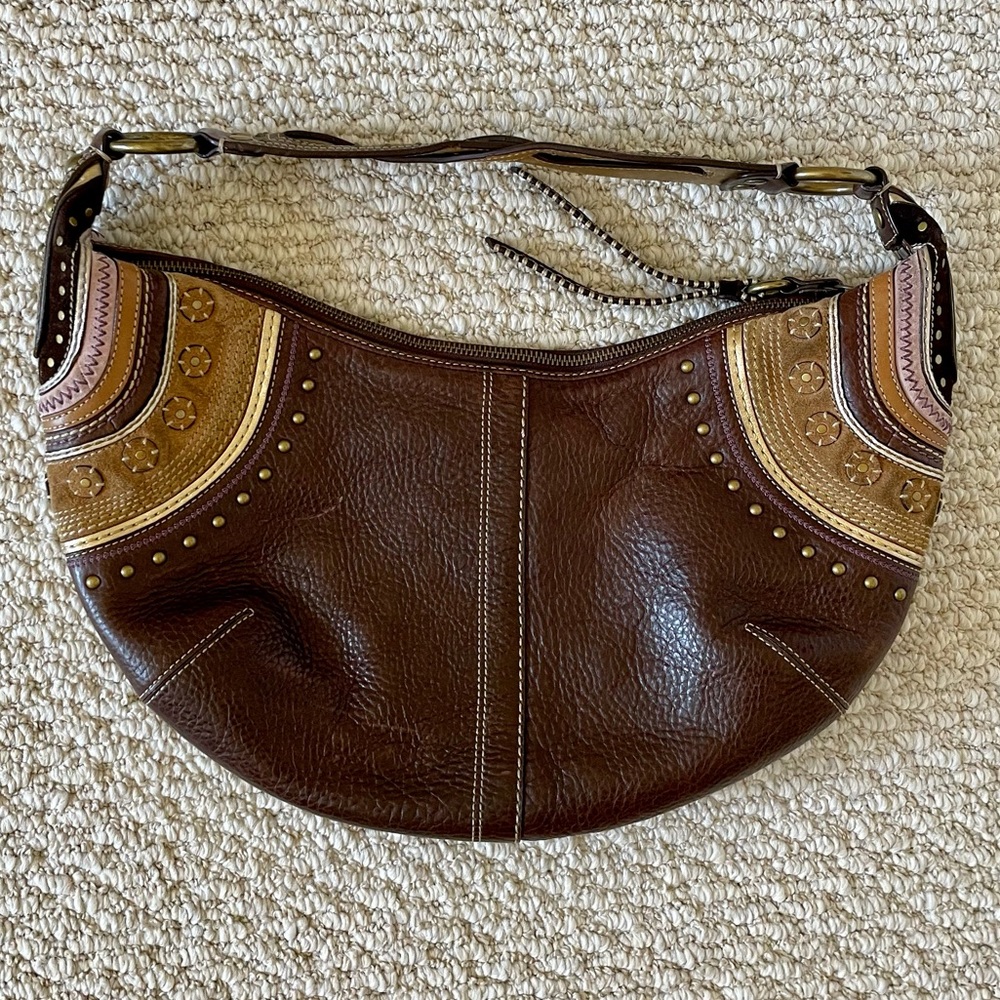 COACH pebbled brown leather shoulder bag